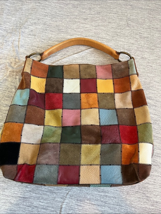 Lucky Brand Handbags - (RARE) Y2K Lucky Brand Ugly Betty Suede/leather Hobo Bag Multicolor Patchwork